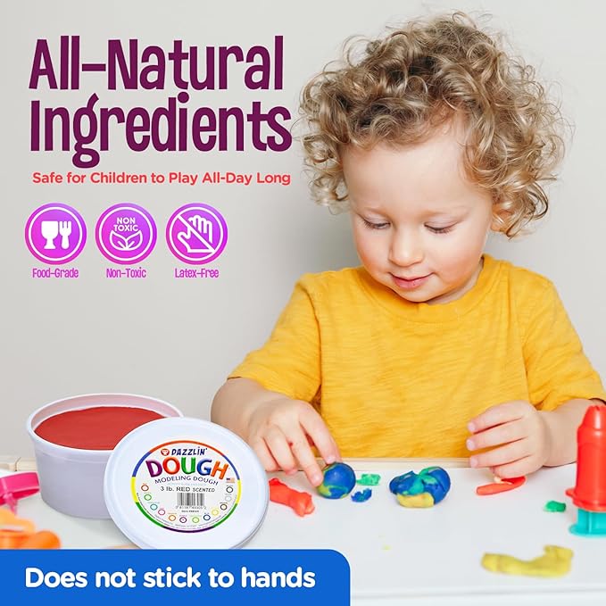 Hygloss Play Modeling Dough - Red Dough Scented - Safe & Non-Toxic for Kids Arts & Crafts - Party Favors - Classroom Supplies - 3lb