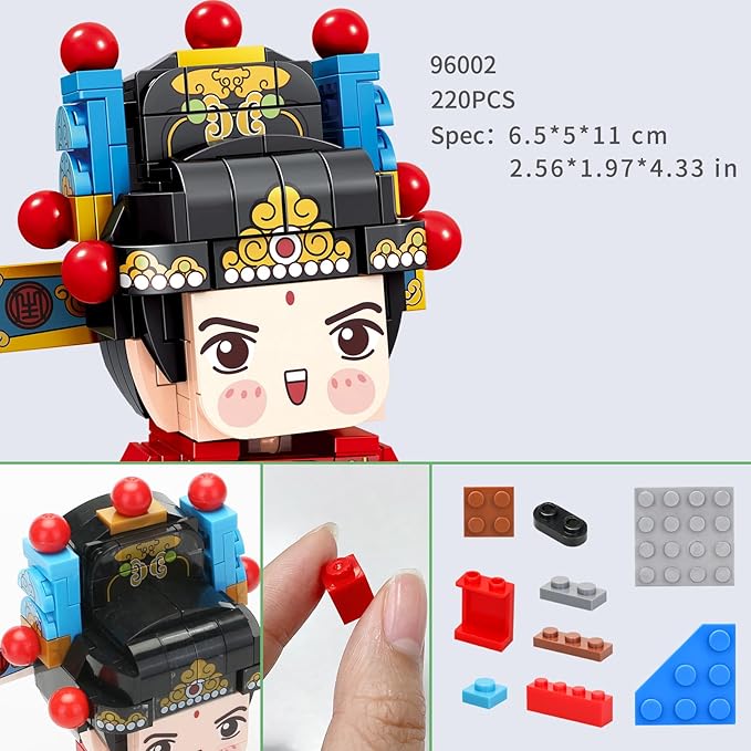 Chinese Traditional Opera Character Bricks, Wensheng DIY Building Blocks Model MOC Construction Toy Chinese Opera Style Puzzle China Chic 220PCS 96002 6+