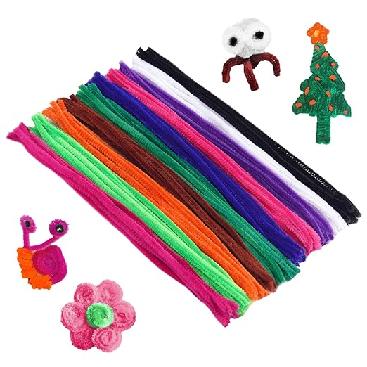 Cuttte Pipe Cleaners Craft Supplies - 100pcs 10 Colors Pipe Cleaners Craft Kids DIY Art Supplies Multi-Color (6 mm x 12 inch)