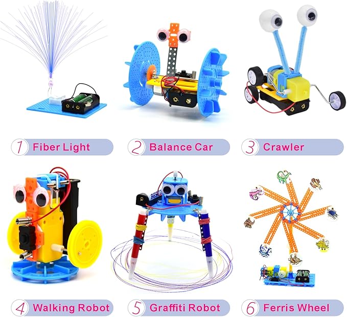 STEM Robotics Kit - Educational Science Kits 6 Sets - Hands-On STEM Projects for Kids 6-8 - STEM Toys for Boy Girl 6 7 8 9 10 11+ DIY Engineering Build Robot Building Kits Science Experiments for Kids