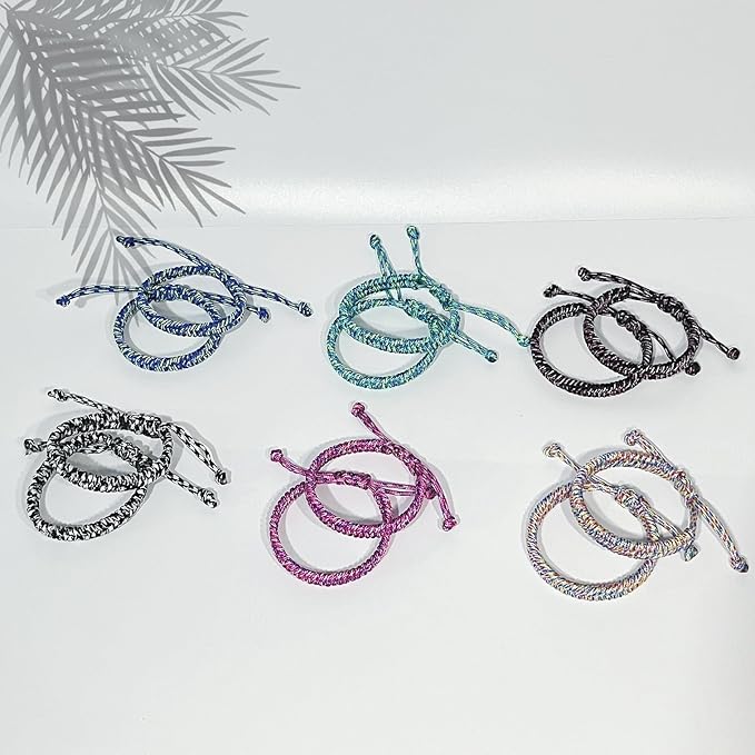 12 pcs Braided Friendship Bracelets for Teen Girls Woven Paracord Bracelets Set Valentines Exchange Gifts Easter Basket Fillers for Teen Teenager Birthday Christmas Party Favors