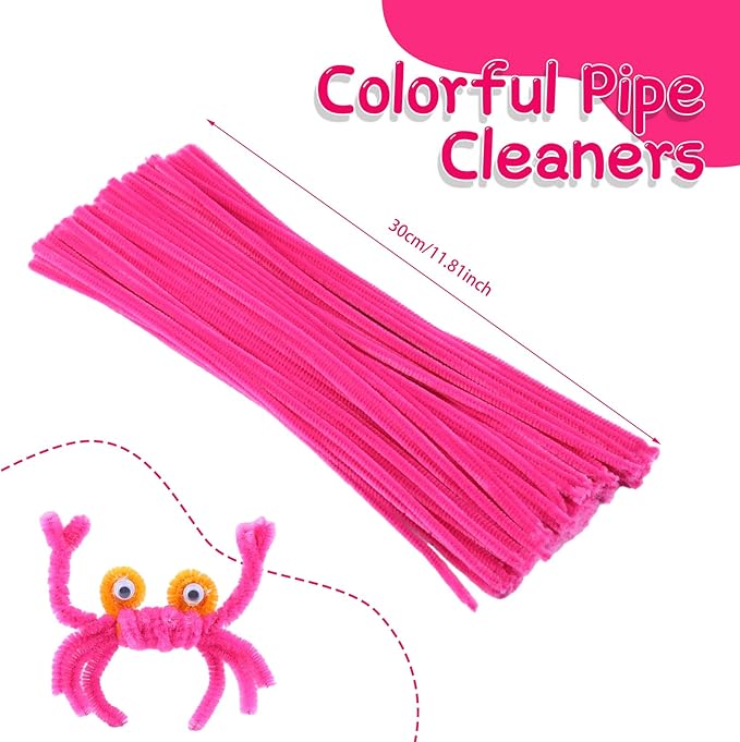 100Pcs Pipe Cleaners, Pipe Cleaners Craft, Chenille Stems Creative Craft Pipe Cleaners for Festivals Flower Making, Crafting Pipe Cleaners Supplies for Home DIY Decorations/Rose
