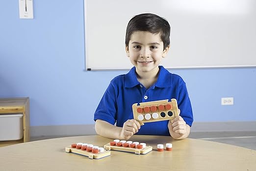 hand2mind Foam RekenRods Ten-Frame Boards, Red and White Counters, Kindergarten Learning Games, Ten Frame Math Manipulatives, Counting Toys, Math Games (24 Ten Frames and 240 Math Counters)