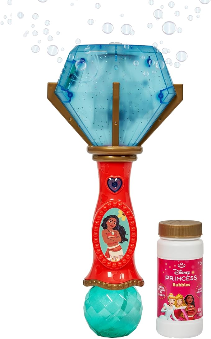 Little Kids Disney Princess Moana Light and Sound Musical Bubble Wand, Includes Bubble Solution