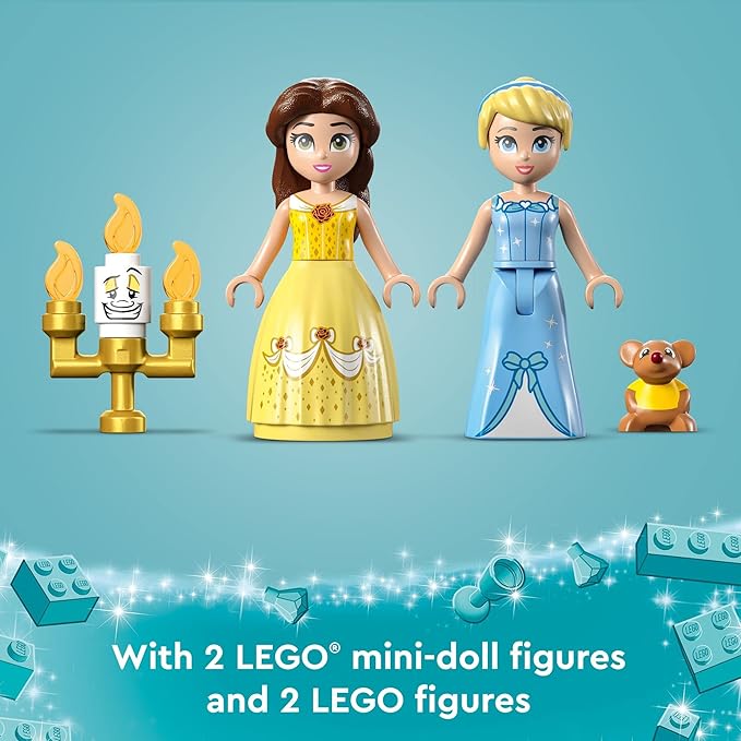 LEGO Disney Princess Creative Castles 43219, Toy Castle Playset with Belle and Cinderella Mini-Dolls and Bricks Sorting Box, Travel Toys for Girls and Boys, Sensory Toy for Kids Ages 6+