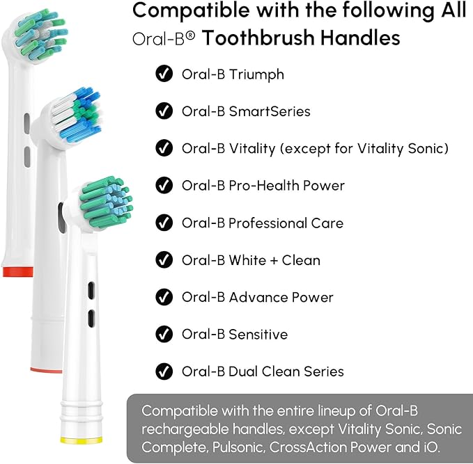 12 Pack Replacement Toothbrush Head Compatible with Oral B Braun Pro1000 and More (Pro3000 Pro5000 Pro7000)