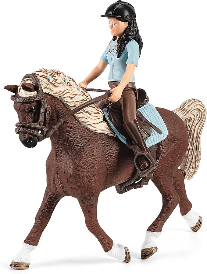 Schleich Horse Club, 13-Piece Playset, Horse Toys for Girls and Boys Ages 5-12, Horse Wash Area with Emily and Luna the Horse