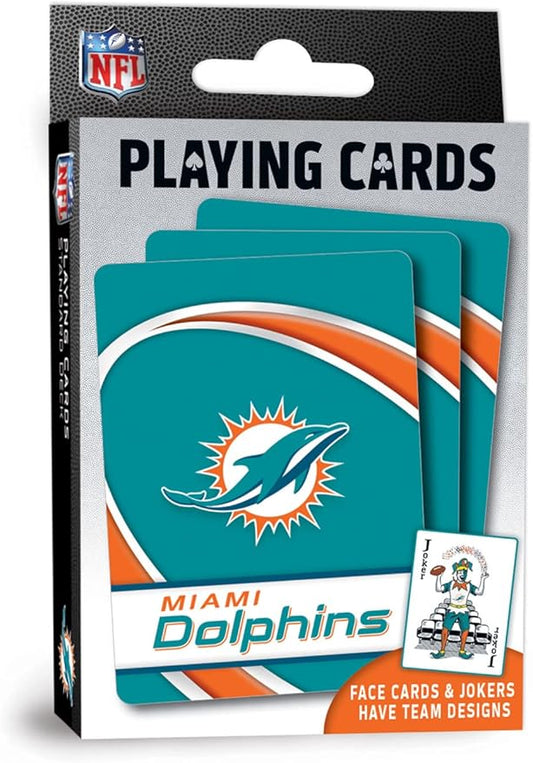 MasterPieces - NFL Playing Cards, Officially Licensed Miami Dolphins Football Deck, Family Games for Adults and Kids, Standard Index