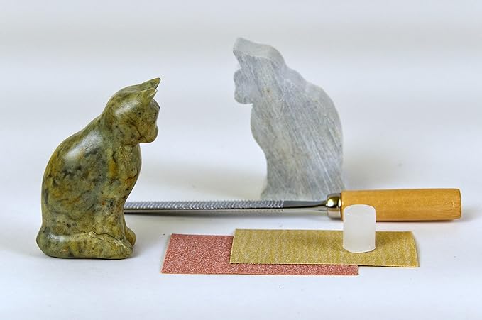 STUDIOSTONE CREATIVE DIY Arts & Crafts Carving Kit Kids Adults Cat Sculpture Soapstone