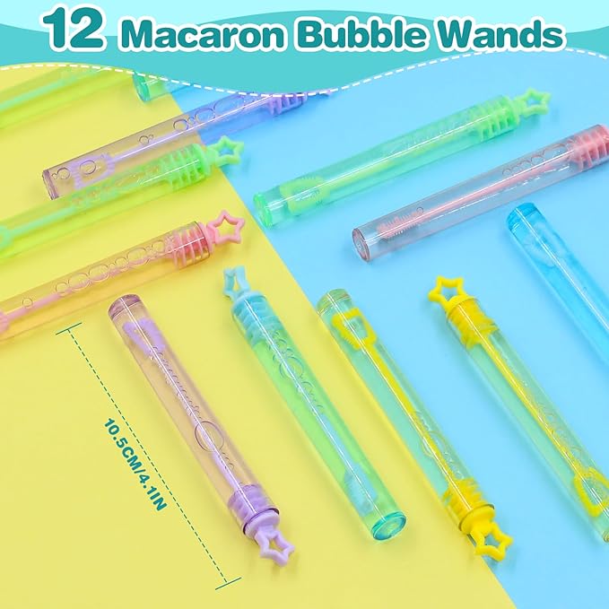 110 PCS Ice Cream Party Favors Set - Fun and Colorful Party Supplies for Kids, Includes Drinking Straws, Wristbands, Macaron Bubble Wands, Stamps, Keychains, and Stickers