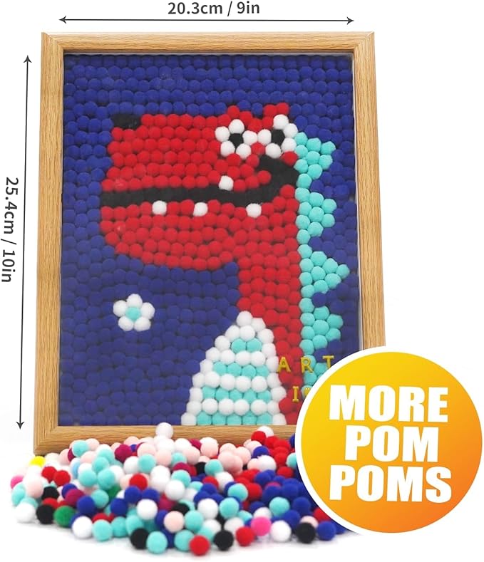 URSDIART Dinosaur Pom Poms Craft Supplies, Pom Poms Art Craft Kits for Ages 8-12,6-9,15 Years+, DIY Pom Pom Painting Art Kit,Classroom Bulk Craft Supplies for Kids & Adults,Beginners