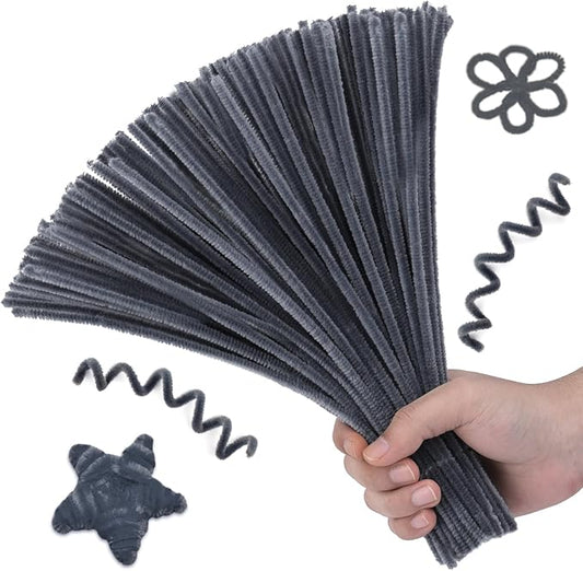 Pipe Cleaners, 100PCS Christmas Pipe Cleaners Craft Supplies, Grey Pipe Cleaners Bulk Fuzzy Sticks for DIY Art and Craft Projects Home Decoration