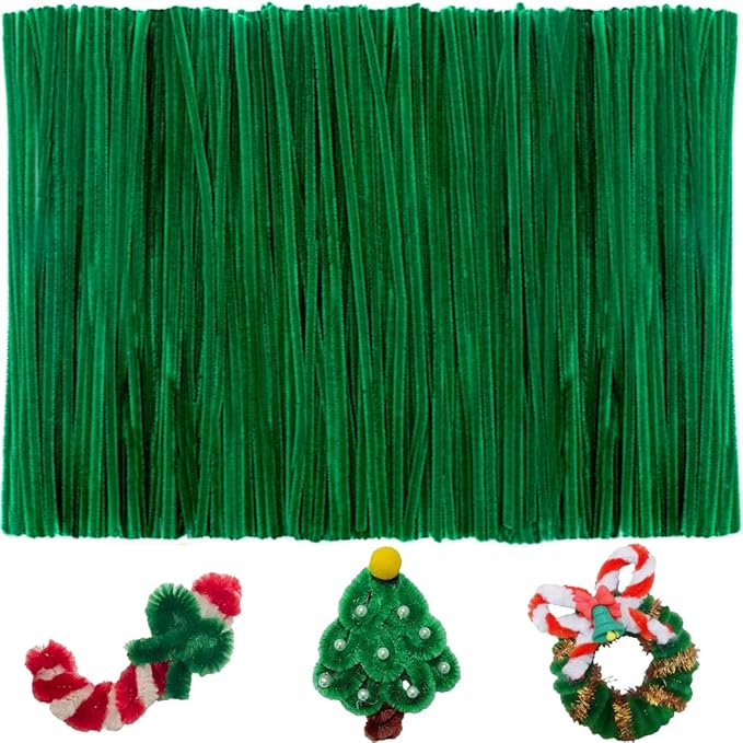200pcs Pipe Cleaners, Pipe Cleaners for crafts, Craft Supplies Chenille Stems for Art&Craft Christmas DIY projects(12inch*6mm,Green)