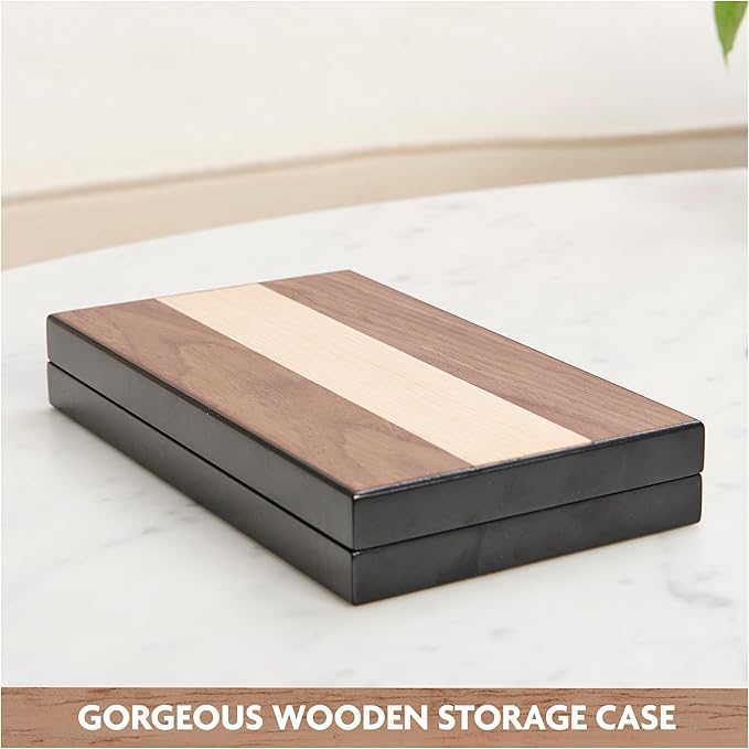 Spin Master Games, Legacy Deluxe Mancala, Classic Game with Folding Wooden Board & Colorful Glass Stones, Family Game, Easter Basket Stuffers, for Ages 8 & Up