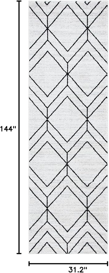 SAFAVIEH Adirondack Collection Runner Rug - 2'6" x 12', Ivory & Black, Modern Geometric Design, Non-Shedding & Easy Care, Ideal for High Traffic Areas in Living Room, Bedroom (ADR241A)