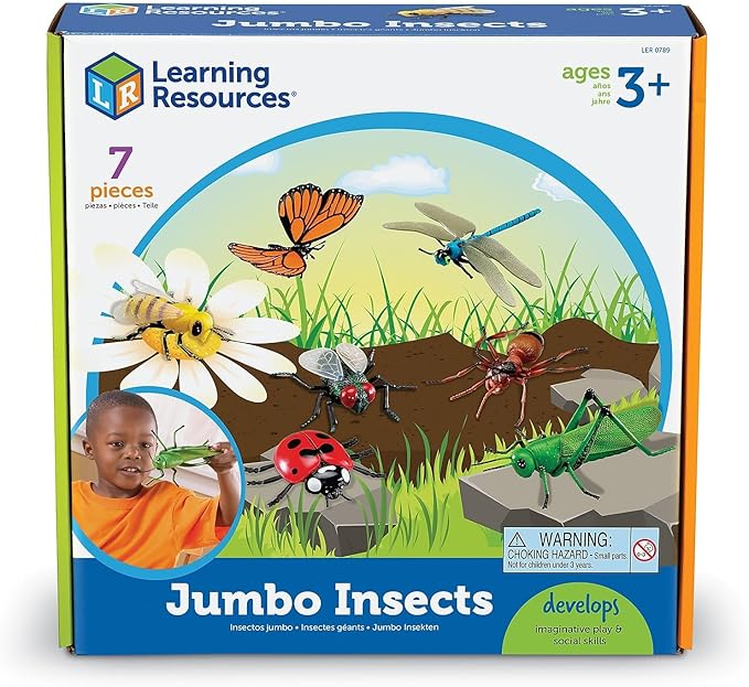 Learning Resources Jumbo Insects - 7 Pieces, Ages 3+ Toddler Learning Toys, Animal Toys for Kids, Preschool Science Learning Toys