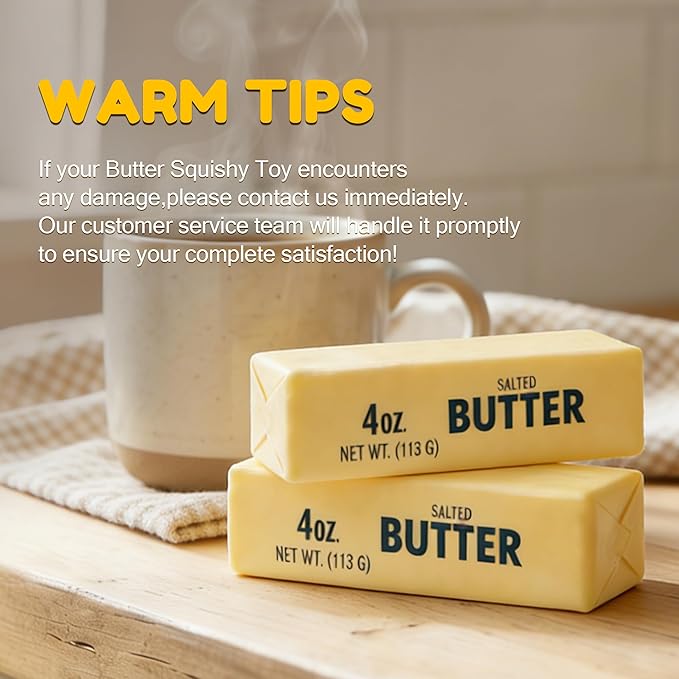2 PCS Slow Rising Butter Squishy Toys, Soft Squeeze Stress Relief for Office and Home, Sensory Fidget for Anxiety Relief and Focus, Yellow