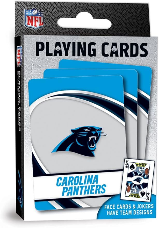 MasterPieces - NFL Playing Cards, Officially Licensed Carolina Panthers Football Deck, Family Games for Adults and Kids, Standard Index