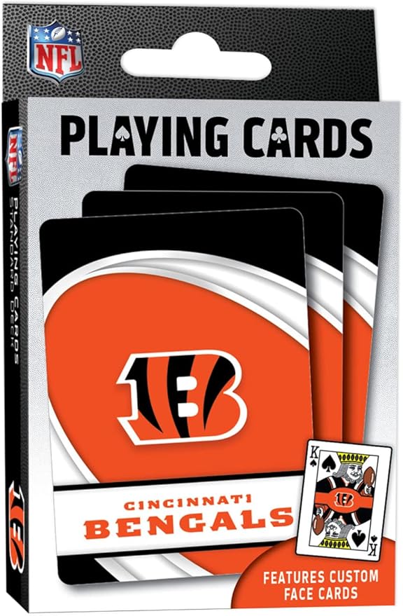 MasterPieces - NFL Playing Cards, Officially Licensed Cincinnati Bengals Football Deck, Family Games for Adults and Kids, Standard Index
