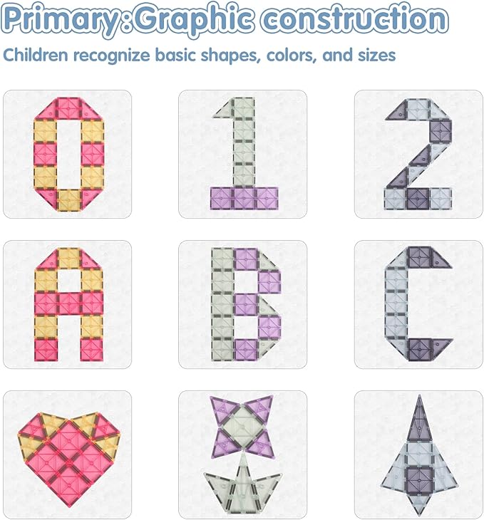 Magnetic Tiles 40pcs Magnet 3D Building Tiles Kids Toys for 3 4 5 6 7 8+ Years Old Boys Girls Magnet Toys STEM Educational Learning Magnetic Blocks Toy Set for Toddlers Child
