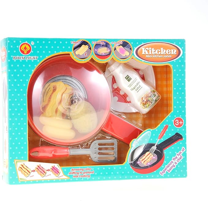 Electric Frying Pan Cooking Pot Play Set | Light, Realistic Sound Effects & Magic Color Changing Food | Ultimate Pretend Play Kitchen Toy