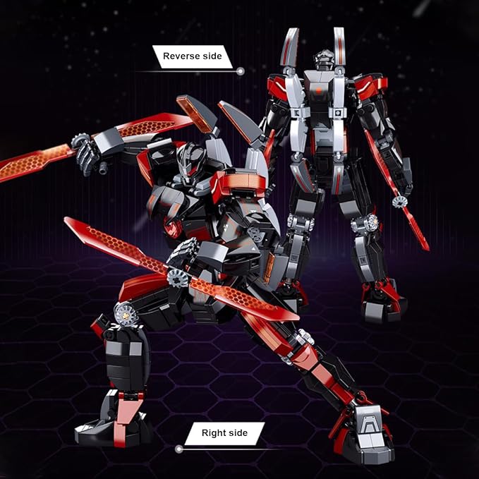 DAHONPA Dark Warrior Transforming Mech Building Blocks Set (585 PCS), Assembly Mecha Robot Model Kit, Technology City MechWarrior Toy, Christmas Birthday Gifts for Adults and Kids