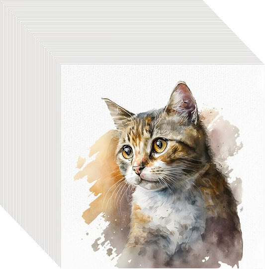 100PCS 4x4 Watercolor Paper Bulk, 140lb/300g Cold Press Thick Water Color Paper Pad for Kid Child Adult, White Art Paper for Drawing Painting Markers Gouache, Textured Cotton Paper Sheets