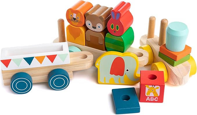 KIDS PREFERRED World of Eric Carle The Very Hungry Caterpillar Wooden Train Set, 12 Pieces