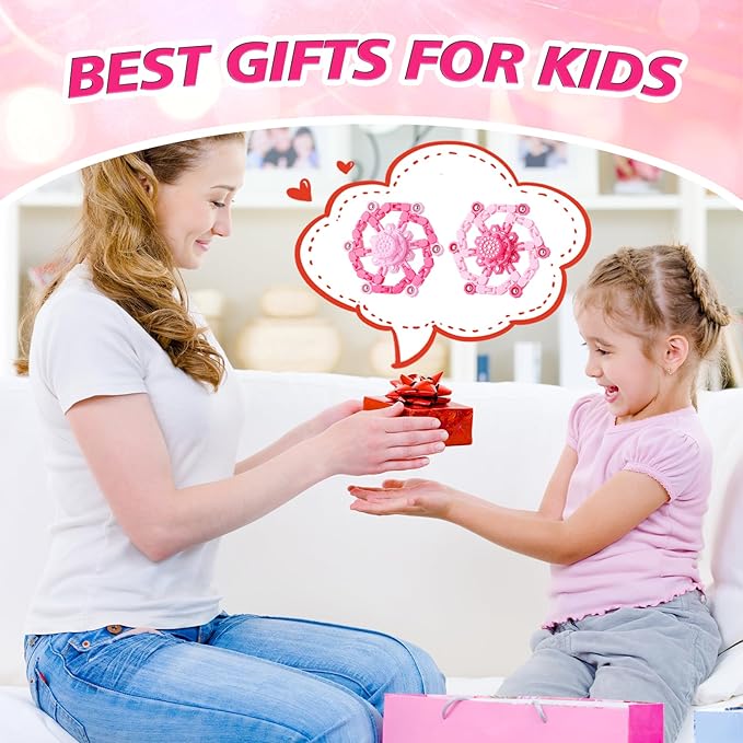 Transformable Fidget Spinners for Kids 8-12 and Adults Stress Relief Sensory Toys for Boys and Girls Fingertip Gyros for ADHD Autism for Kids (Fidget Toy- Rose)