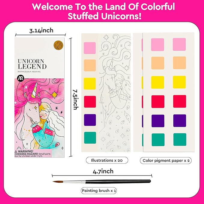 Watercolor Coloring Books for Kids Ages 4-6,8-12,Travel Pocket Water Color Paint Set for Toddlers Party Birthday Thank You Exchange Gift Art and Craft Easter Basket Stuffers for Toddlers