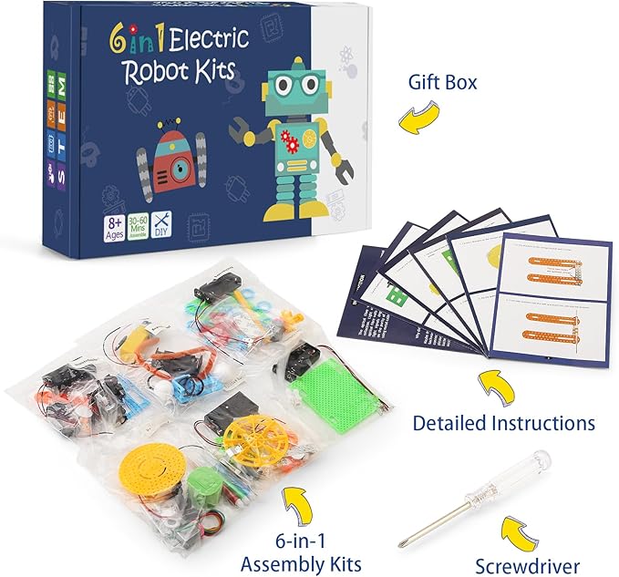 STEM Science Robotics Kit, Experiments Projects Activities for Kids 6-8 8-12, Build Robot Crafts for Boys Toys, DIY Electronic Engineering Building Kits for Girls Age 8 + Year Old Gifts