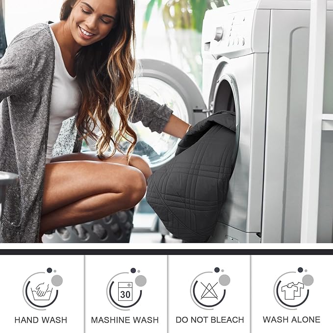 TAOCOCO 100% Waterproof Recliner Sofa Cover, Non Slip Split Couch Covers for Reclining Couches with Elastic Straps, Reclining Sofa Cover Furniture Protector for Kids Pets(3 Seater, Charcoal Gray)