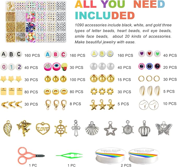 Redtwo 26000 Pcs Clay Beads Bracelet Making Kit, 168 Colors 8 Boxes Flat Polymer Clay Heishi Beads for Friendship Bracelet Jewelry Making Kit, with Charms Crafts Gifts for Teen Girls Kids Adults