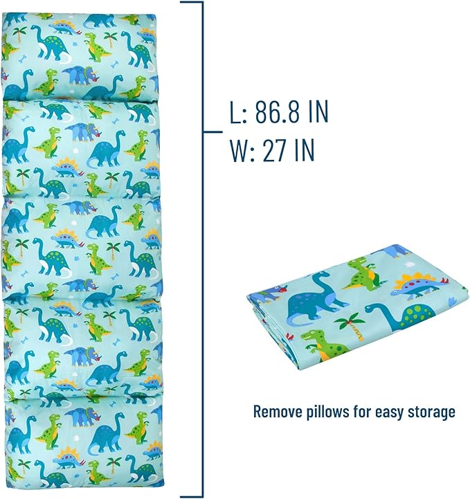 Wildkin Microfiber Pillow Lounger, 87 X 27 Inches, Dinosaur Land