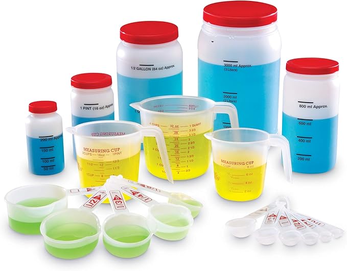 Learning Resources Classroom Liquid Measuring Set - 19 Pieces, Ages 5+ Science Exploration for Kids, Experiments for Kids, Classroom Science Supplies