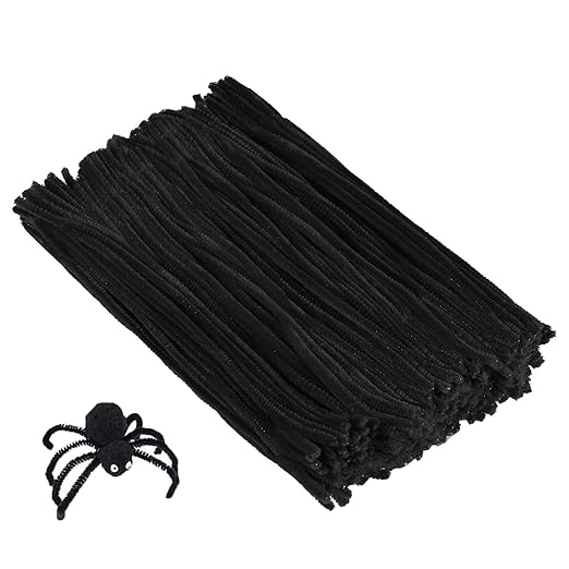 Cuttte Pipe Cleaners Craft Supplies - 300pcs Black Pipe Cleaners Chenille Stems for Craft Kids DIY Art Supplies (6 mm x 12 inch)