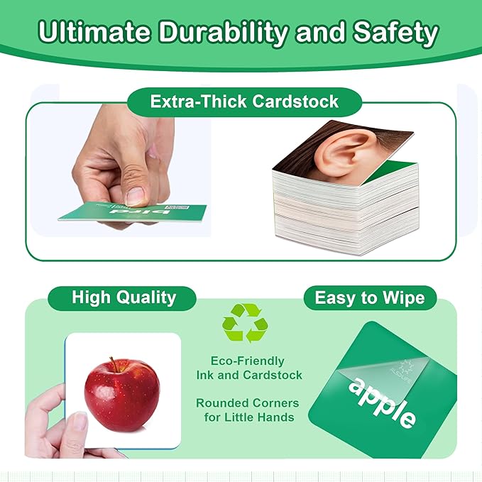 Noun Flash Cards for Toddlers, 50 Beginners-Level Durable Photo Flashcards, Speech Therapy Materials for Speech Delays, Great Teaching Tool for Fun Learning, Autism Flash Cards Non Verbal