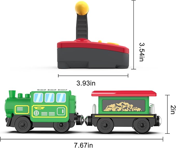 Wooden Train Accessories Battery Operated Locomotive Train, Remote Control Train for Track Set, Powerful Engine Train Vehicles Fit All Major Brands Track Railway System (Battery Not Included)