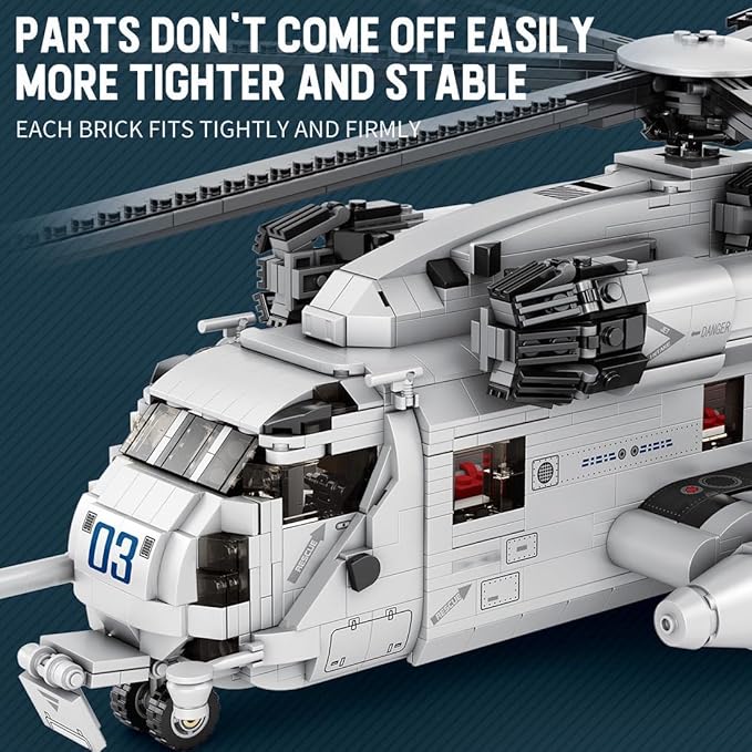 CH-53E Super Stallion Building Blocks and Construction Toy, Collectible Military-Themed Model to Build and Display, Great Gift for Military Fans (2192 PCS), 1:35 Scale