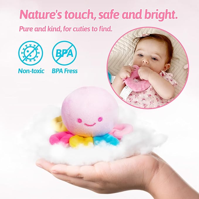 OUOZZZ Soft Baby Doll for Girls Mermaid Toys - 2 Years Old Sensory Toy - Little Dolls Birthday Gifts Age 1-3 Toddler Plush Stuffed Animal with Squeaker, Crinkle and Bell Ringing Toy Set
