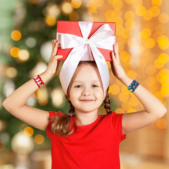 Viicoor Slap Bracelets Christmas 48 PCS Snap Bracelet Wrisrtband for Party Favors Basket Bag Filler School Prizes Gifts Party Favors Bulk