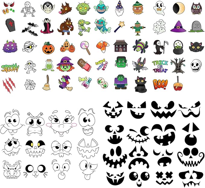 JOYIN 20 Pcs Make-a-face Sticker Sheets Make Your Own Halloween Characters Mix and Match Sticker Sheets, Bonus with Coloring Sheets, 10 Scratch Cards, 8 Sticker Sheets, Halloween Party Favor Supplies