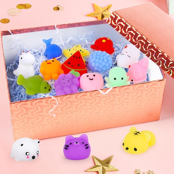Hooqict 20Pcs Squishy Toys Stress Balls for Kids Kawaii Squishies Squishy Fidget Sensory Toys for Boys Girls Classroom Prizes, Goodie Bag Stuffers, Easter Basket, Christmas Stocking Stuffers
