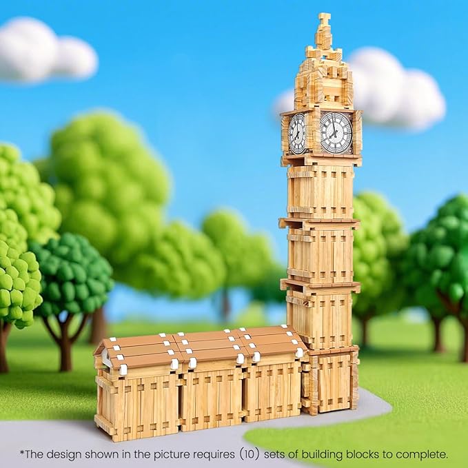 Jovi-mindly 96 PCS Wooden Blocks Wooden Toys with Storage Bag, Preschool Learning Toys Wood Blocks Building Toys for Kids Ages 4-8 Creative Construction Game,FSC Certified