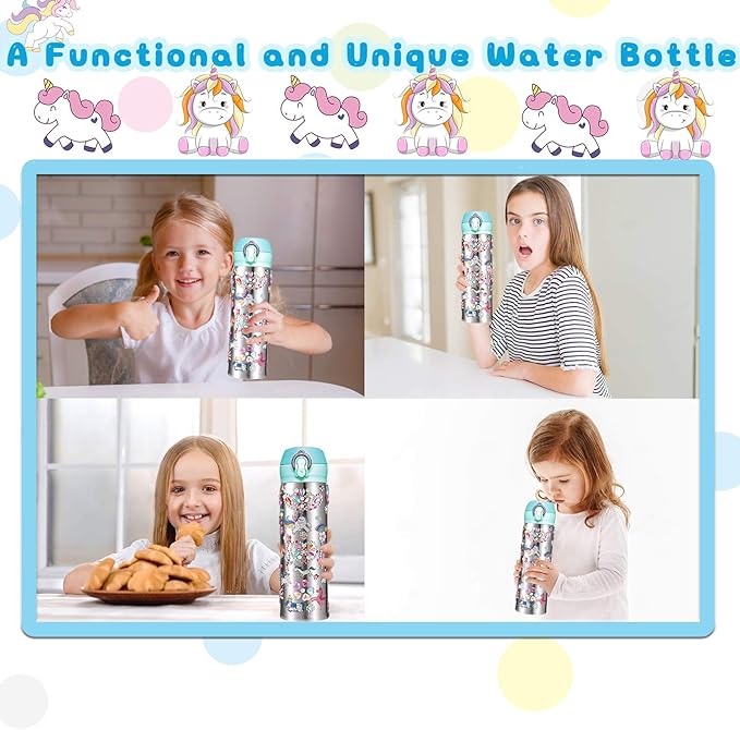 Y YOFUN Create Your Water Bottle with Tons of Rhinestone Gem Stickers - Craft Kit & DIY Art Set for Children, Gift for Girls - 17 OZ BPA Free Stainless Steel Vacuum Insulated Mug (Gemstone & Unicorn)