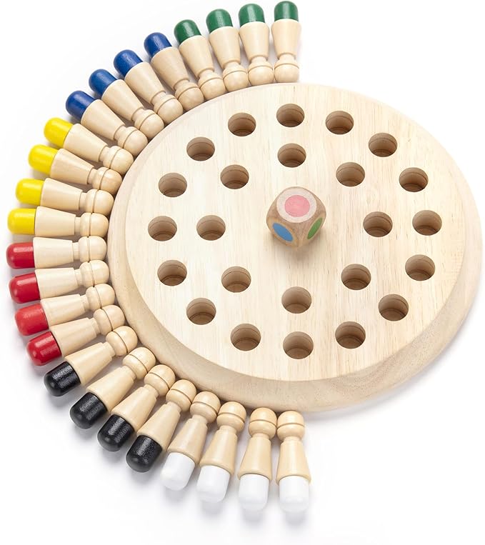 Wooden Memory Chess Matching Game: Family Board Games for Kids and Adults, Montessori Preschool Learning Educational Toy for Toddler 3 4 5 6 7 8+ Year Old, Birthday Gift for Boy Girl