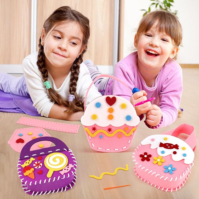 Fudragtn First Sewing Kit for Kids, Learn to Sew for Girls, My First Sewing Kit, Kids' Arts and Crafts Project, Candy Theme Party, Creative Activities for Kids, Candy Land Themed Classroom