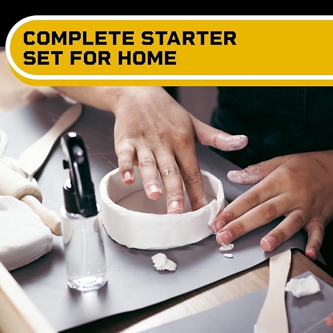 DIBYS at Home Pottery Kit for Adults & Kids | Air-Dry Clay Set with Sculpting Tools, Modeling Clay in White, Paints & Brushes | Creative DIY Kit for Kids & Adults | Arts & Crafts Gift Ideas