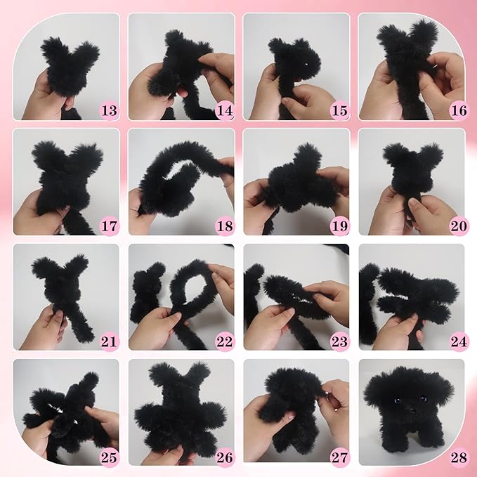 TOAOB 4pcs Thick Pipe Cleaners Black Large Chenille Stems for Crafts Long 39 Inch Fuzzy Sticks Craft Supplies for DIY Art Craft Projects Home Decorations
