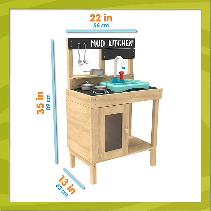 Splash & Play Happy Chef Mud Wooden Mudd Kitchen,93.5 x 40 x 12.5 cm